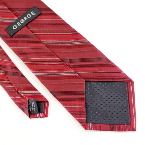 George‎ Red Striped Woven Silk Tie - Picture 5 of 6